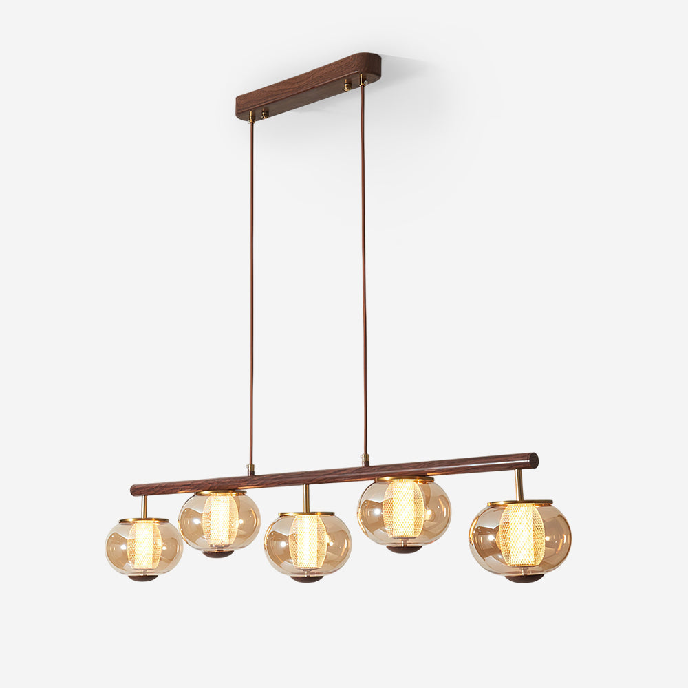 Amber Glass Linear Pendant Light With Integrated LED Faylen